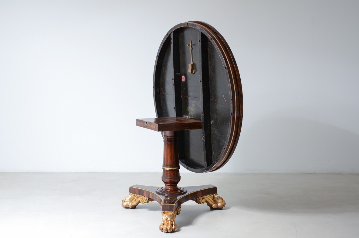 antique table with gold-gilded feet, Lucca, First Empire, ca. 1820.