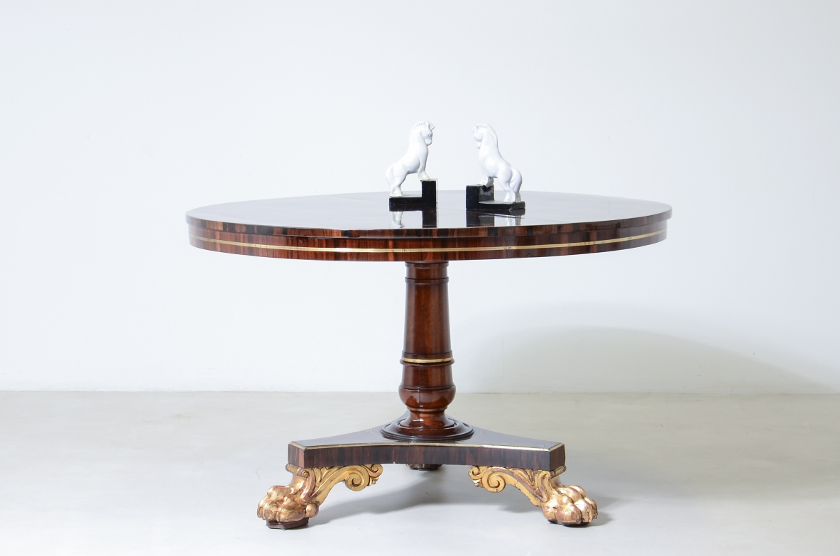 antique table with gold-gilded feet, Lucca, First Empire, ca. 1820.