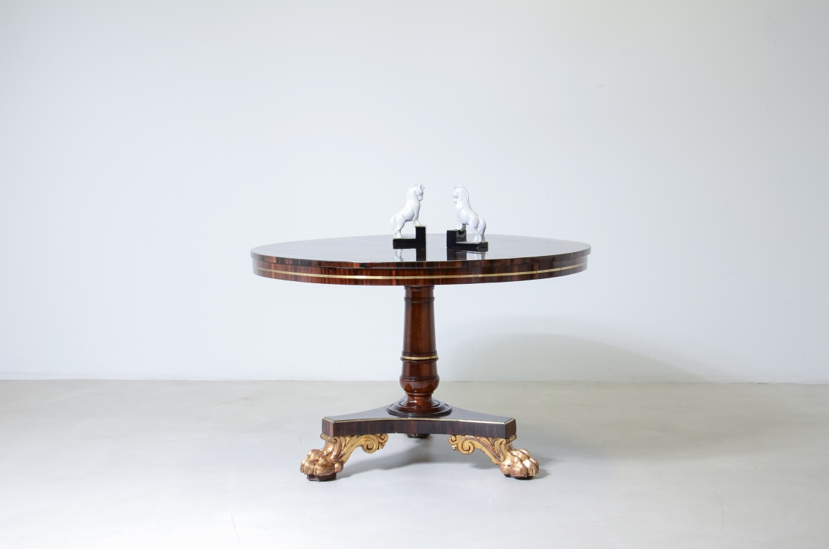 antique table with gold-gilded feet, Lucca, First Empire, ca. 1820.