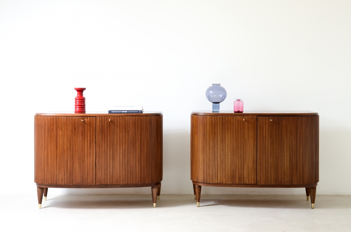 Two elegant twin cabinets in blond wood Borsani 1940