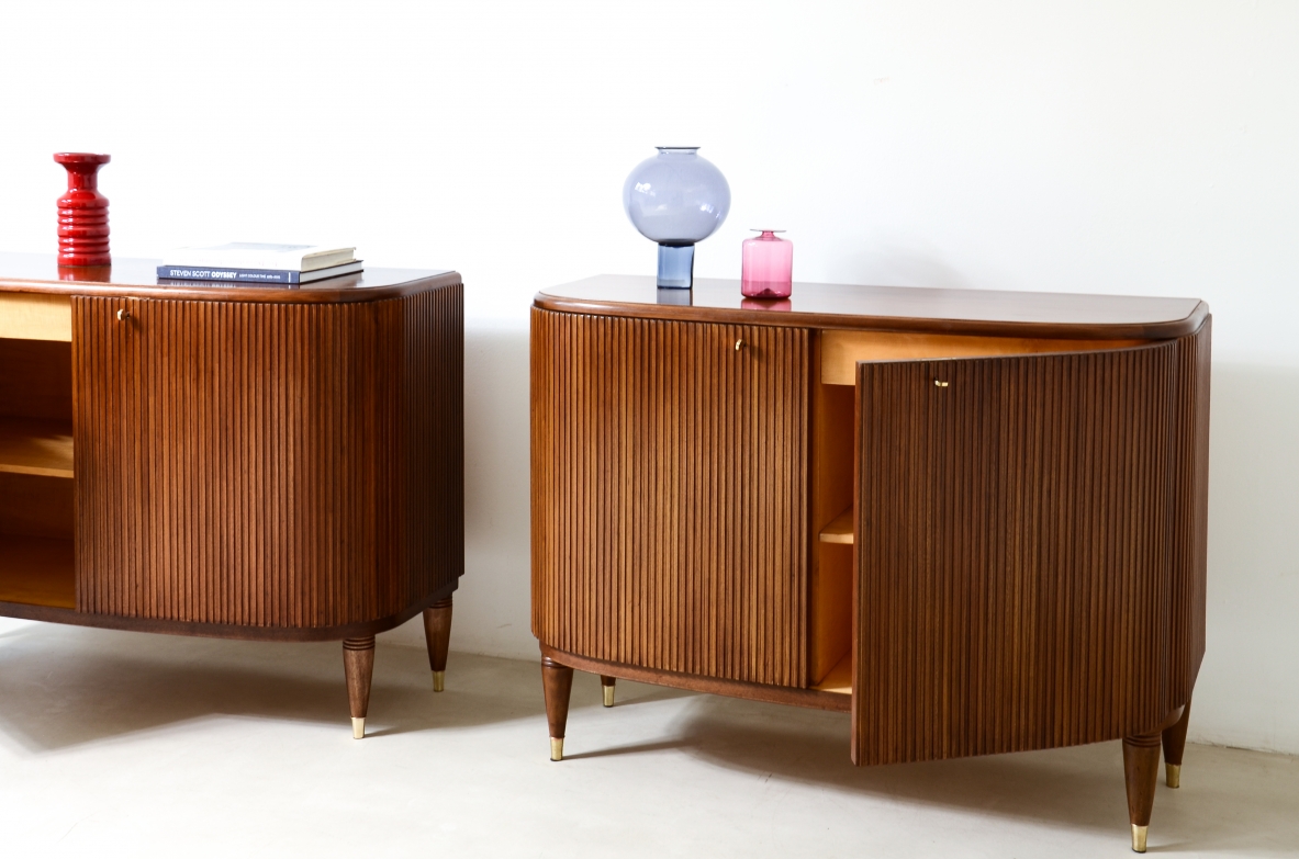 Two elegant twin cabinets in blond wood Borsani 1940