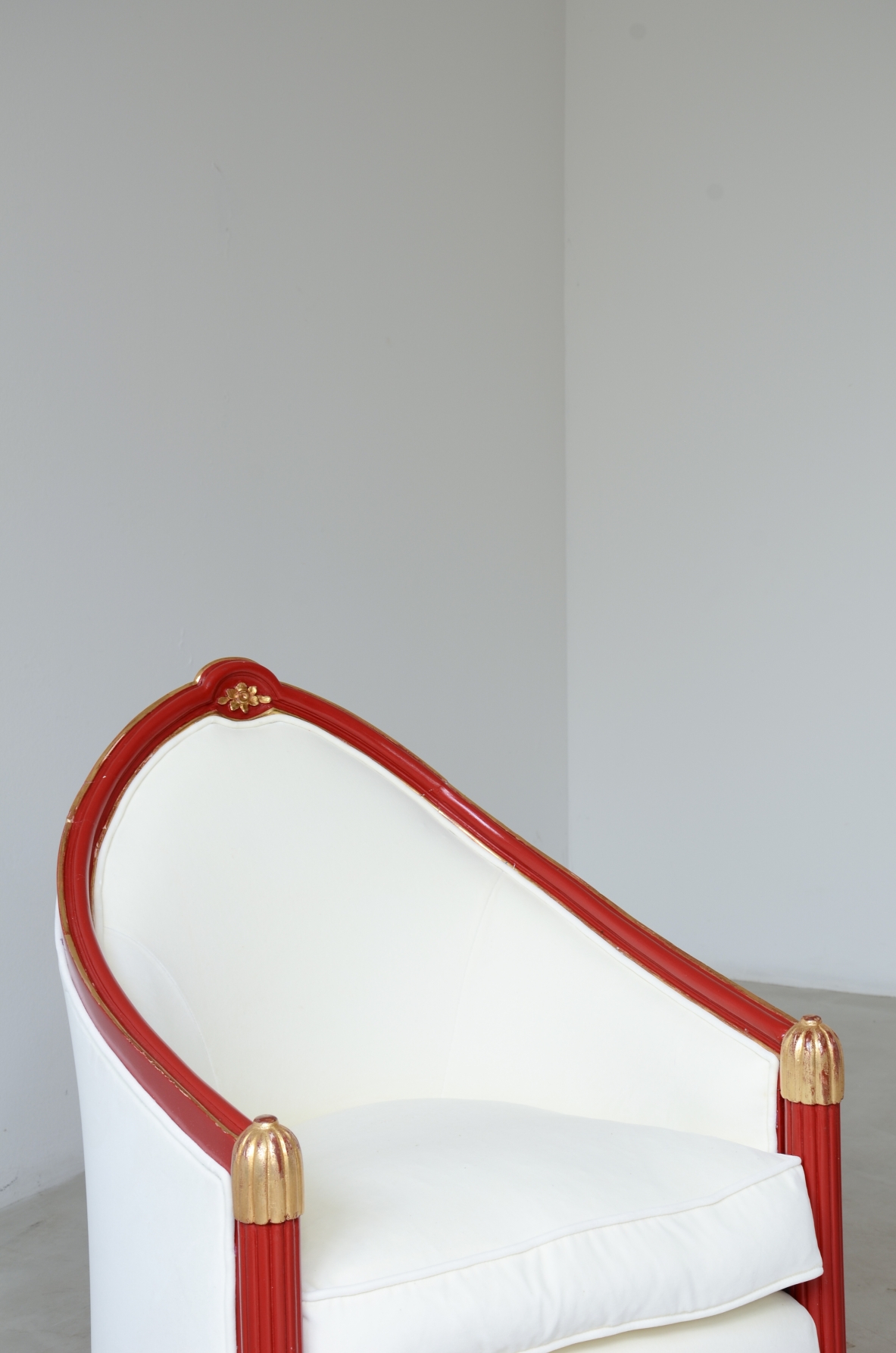 pair of lacquered and gilded wood tub chairs France, circa 1930.