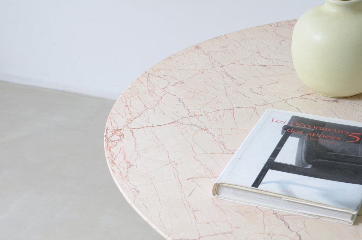 Ico and Luisa Parisi  Shaped wooden table with a light breccia marble top 