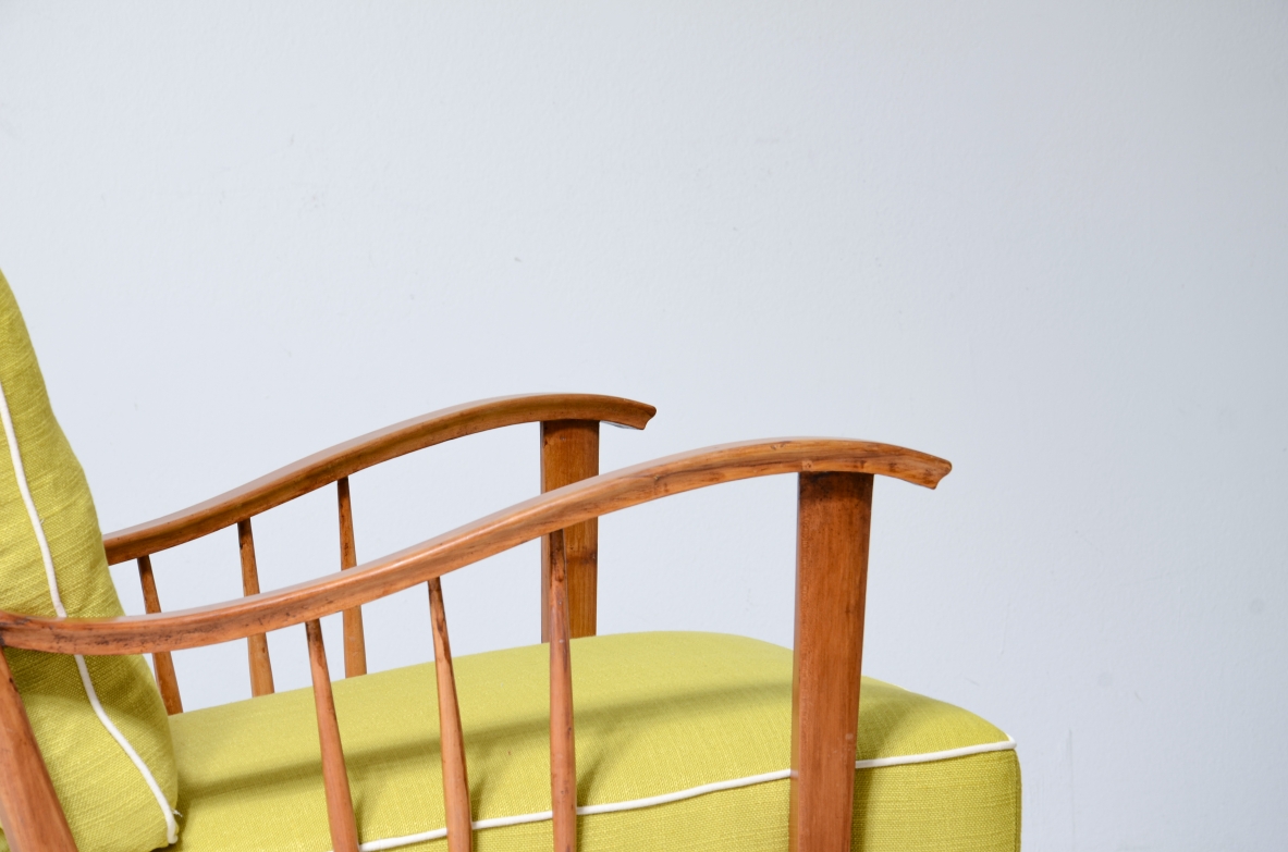 Gianni Albertini, Pair of cherry wood armchairs, Italian Manufacture, ca.1950.
