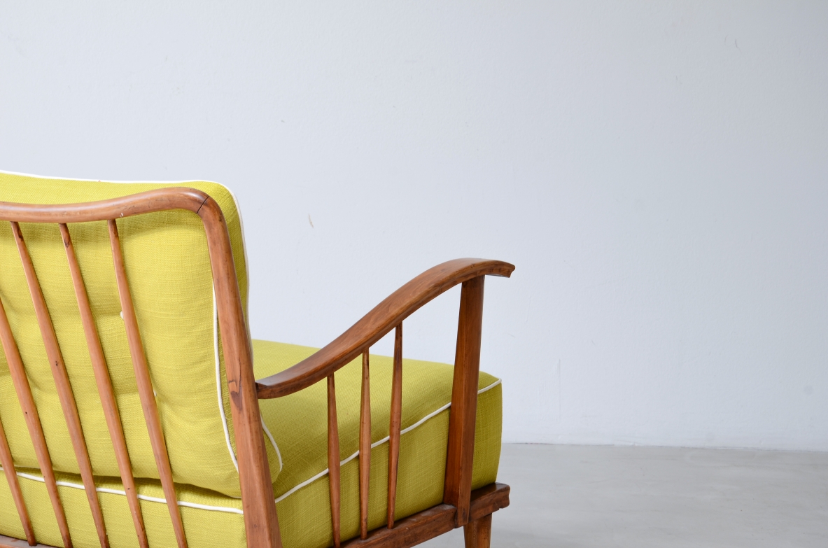 Gianni Albertini, Pair of cherry wood armchairs, Italian Manufacture, ca.1950.