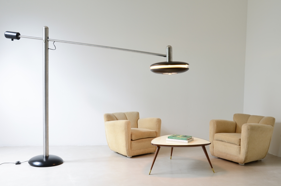 Selenova 1972 lampada da terra in acciaio e metallo laccato di grandi dimensioni