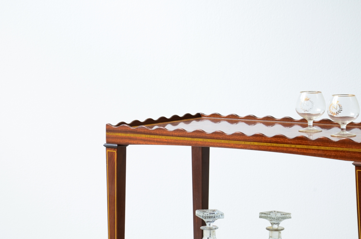 Wooden serving trolley with double shelve, Attribution: Paolo Buffa, ca. 1950.