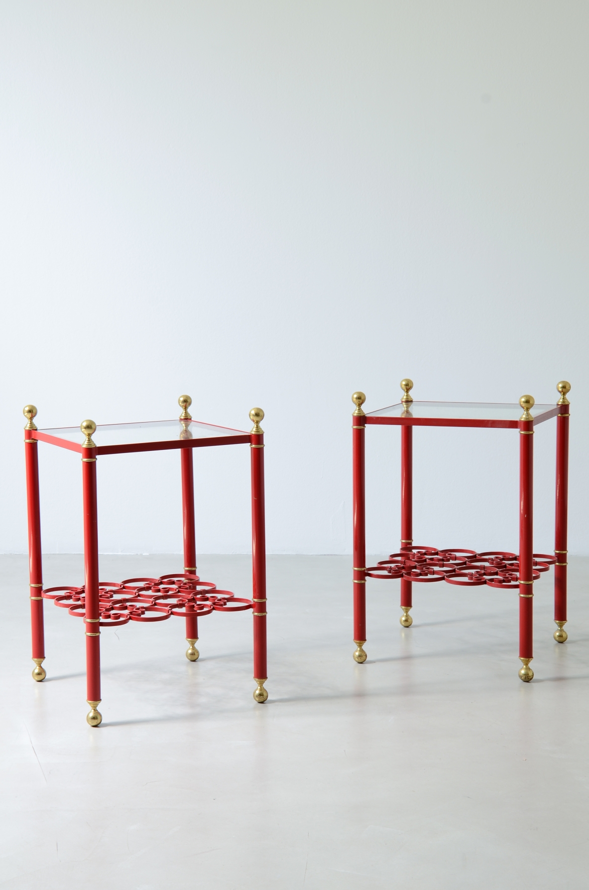 1960's Pair of lacquered metal coffee tables
