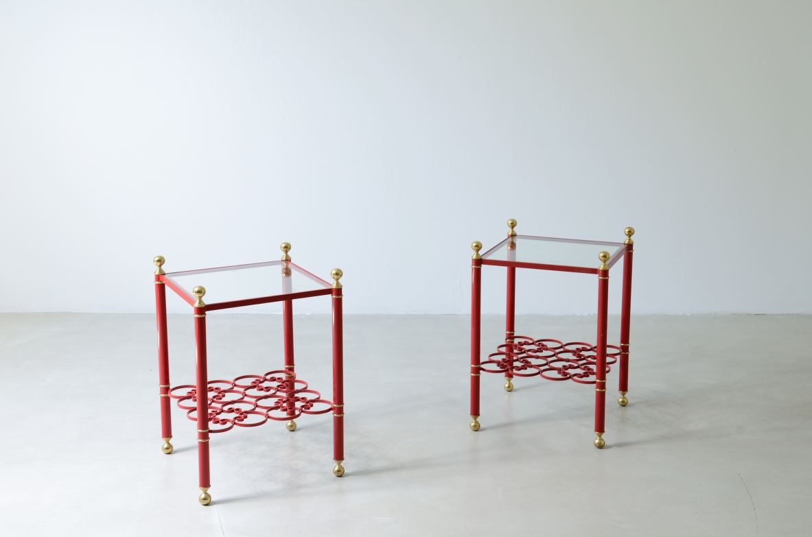 1960's Pair of lacquered metal coffee tables
