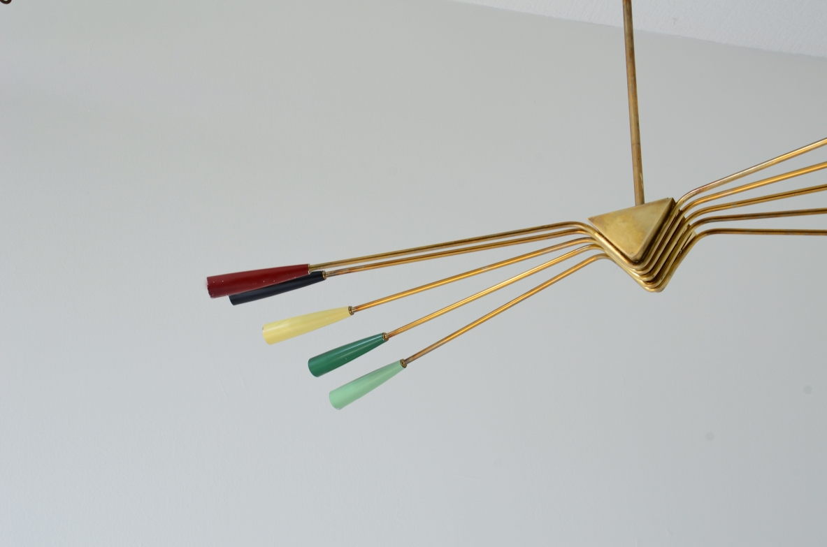 Oscar Torlasco  Grande lampadario a 10 luci. Produzione Lumi anni 50.