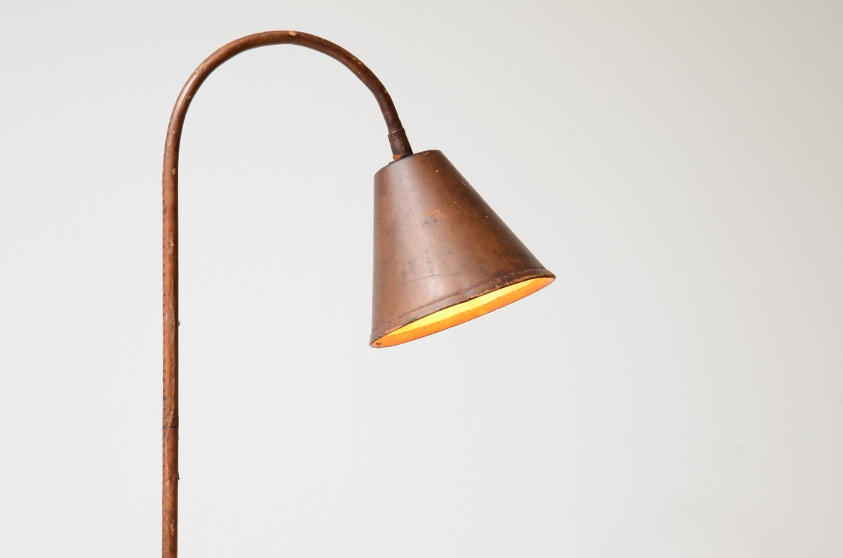Jacques Adnet  Reading lamp entirely covered in leather. designed for Valenti, Spain, 1940.