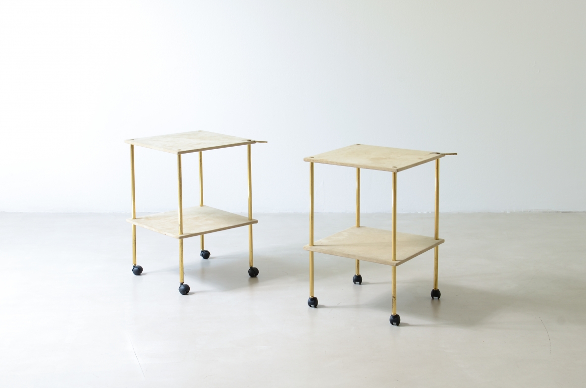 Ignazio Gardella/Luigi Caccia Dominioni, Coppia di tavolini in ottone Azucena 1955