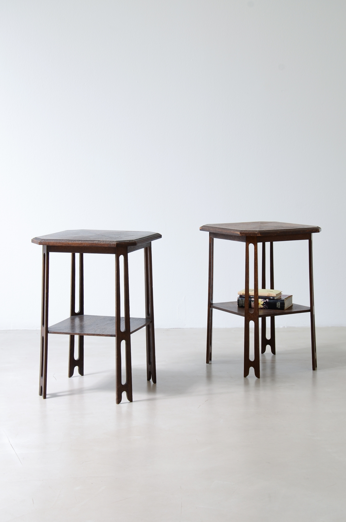 Joseph Maria Olbrich 1930's Pair of shaped wooden coffee tables.