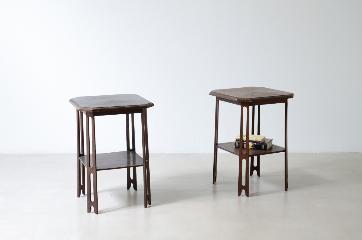 Joseph Maria Olbrich 1930's Pair of shaped wooden coffee tables.