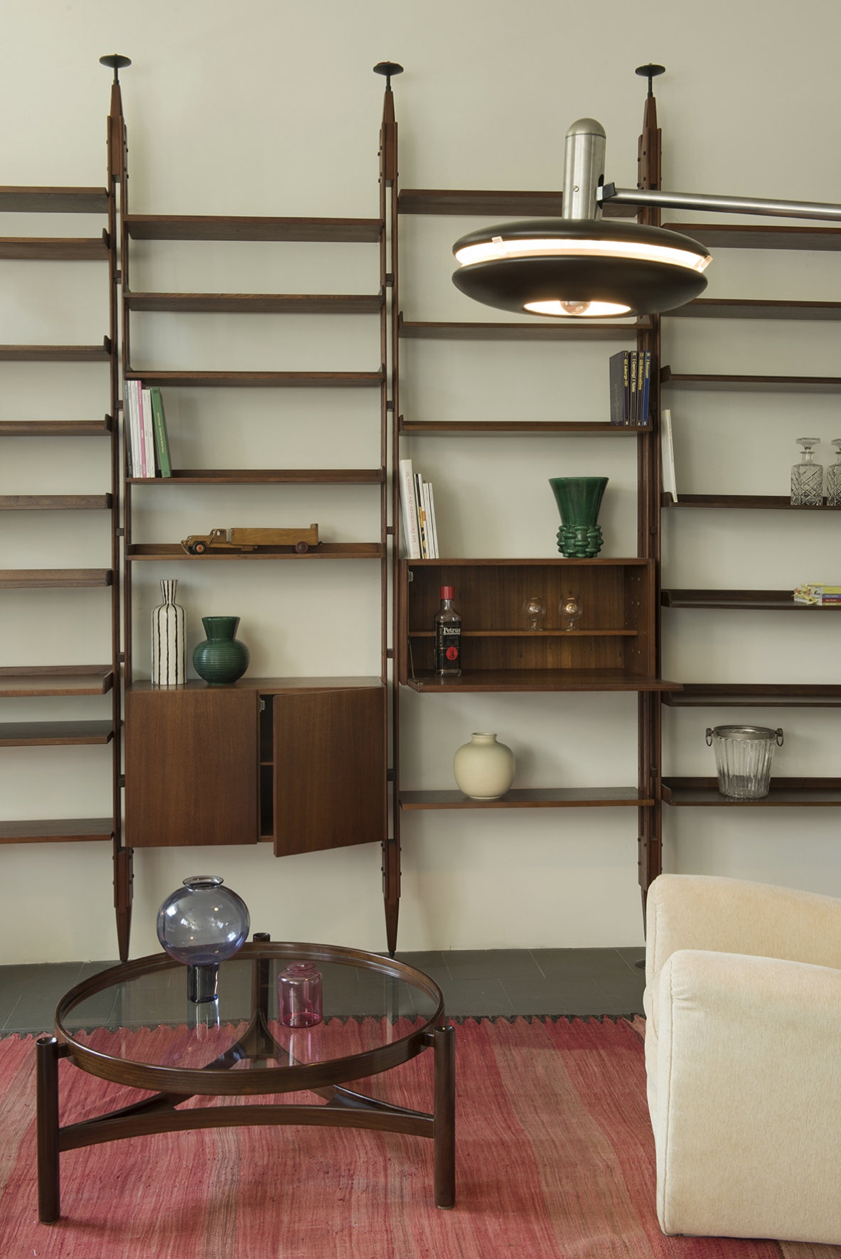 Franco Albini libreria infinito a 6 campate, 32 ripiani, Poggi 1958