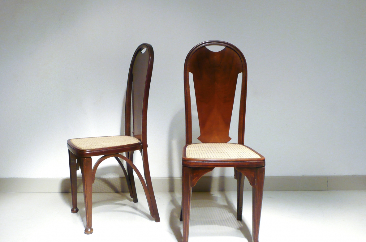 Pair of high back chairs, Vienna 1900'.