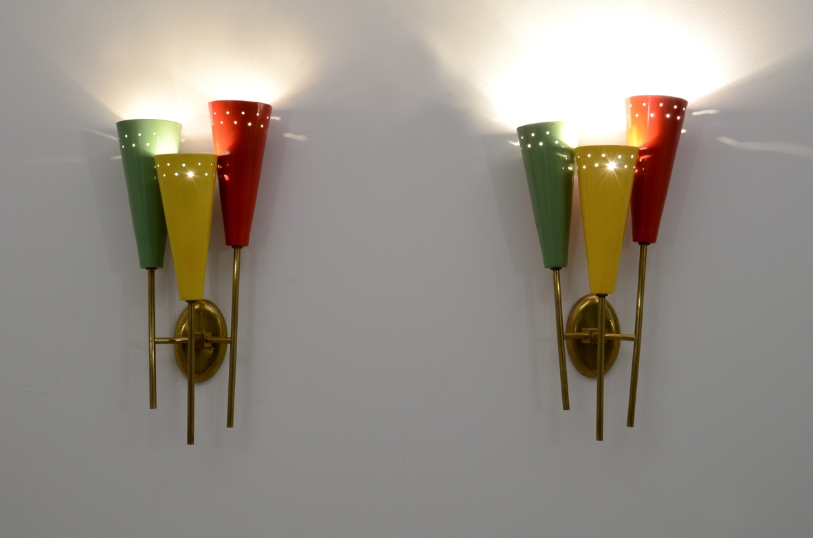 Pair of rare 1950's Italian wall light