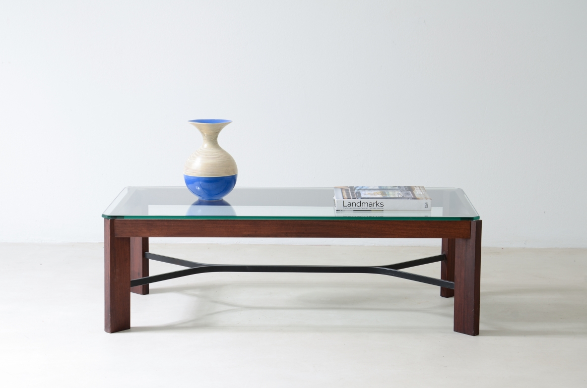 Italian 1960's low table in macassar wood