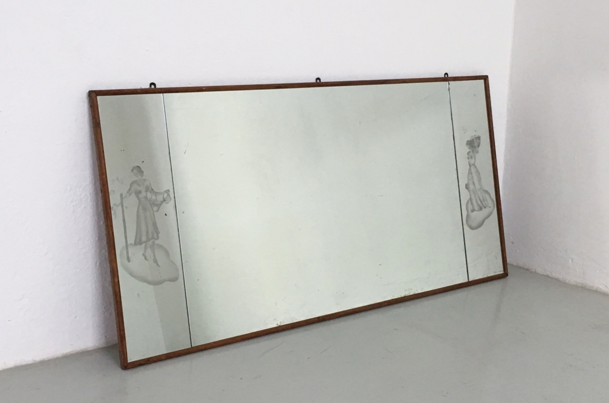 Grande specchiera con figure incise, Italia 1940ca.