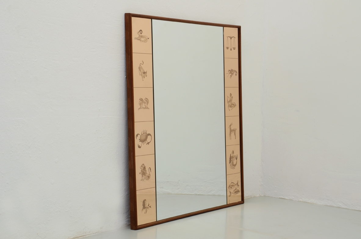 Specchiera originale con segni zodiacali anni 1940ca.