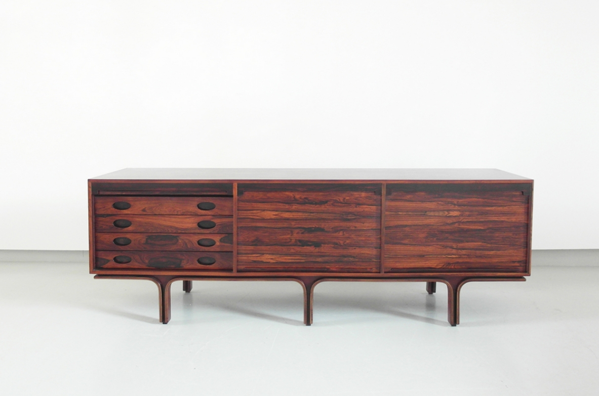 Gianfranco Frattini, rare sideboard in macassar wood, prod.Bernini 1957.