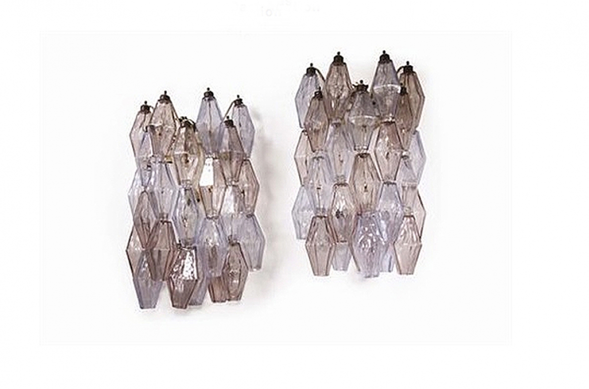 Carlo Scarpa, bella coppia di applique a poliedri 1960.