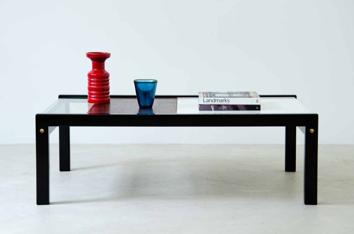 Osvaldo Borsani, small table with wooden structure and marble top, Italy 1950