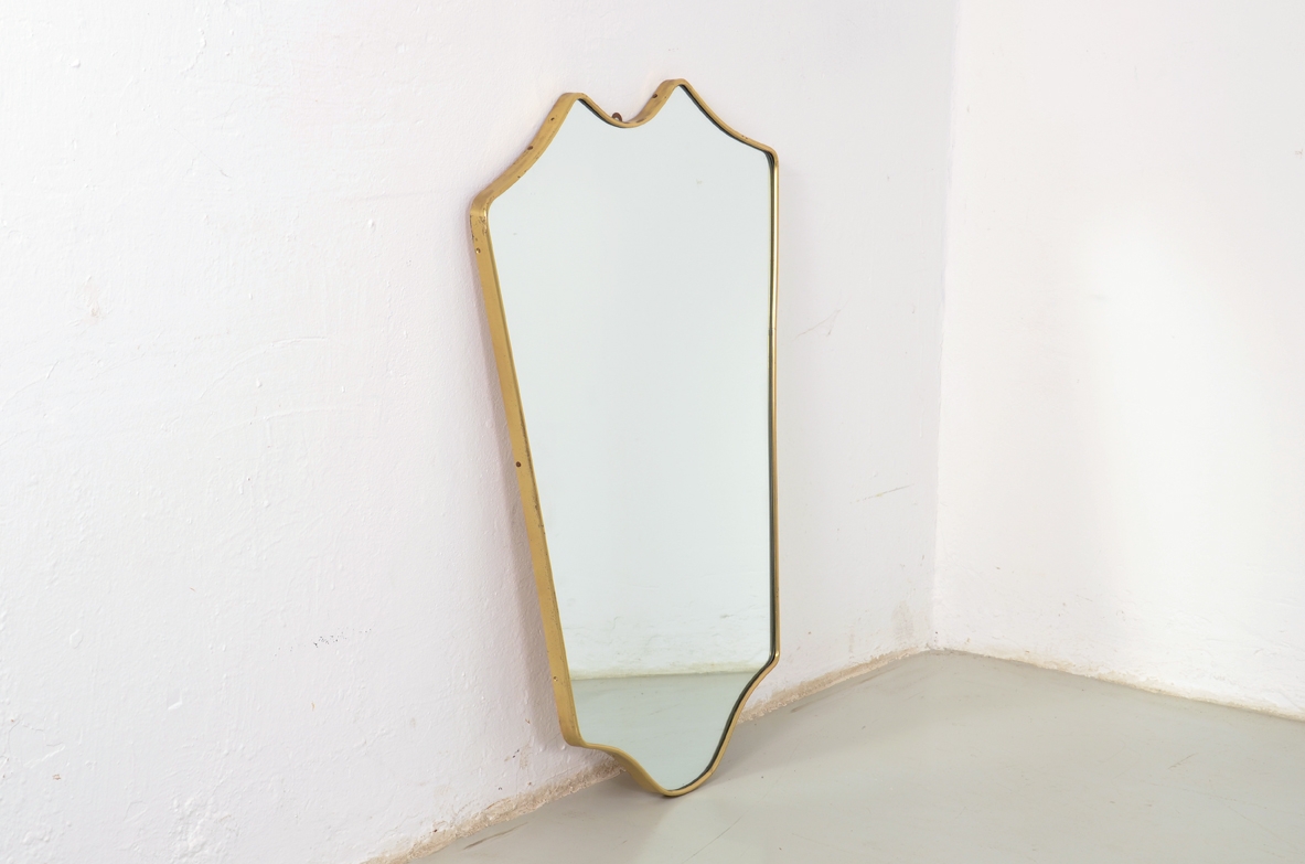 Specchiera con cornice in ottone, Italia 1950ca.