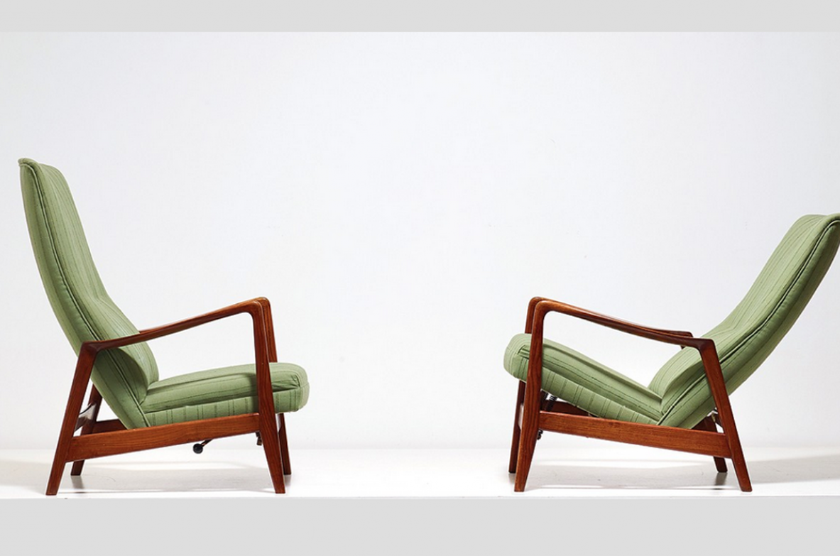 Gio Ponti, coppia di poltrone reclinabili mod.829
