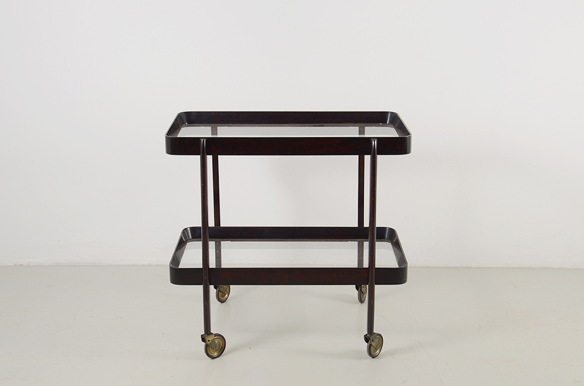 Elegant Italian 1950's trolley in mohogany.