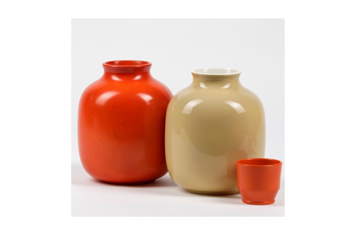 Giovanni Gariboldi, Richard Ginori, pair of vases and a bowl. Prod. San Cristoforo, Milan, 1935.