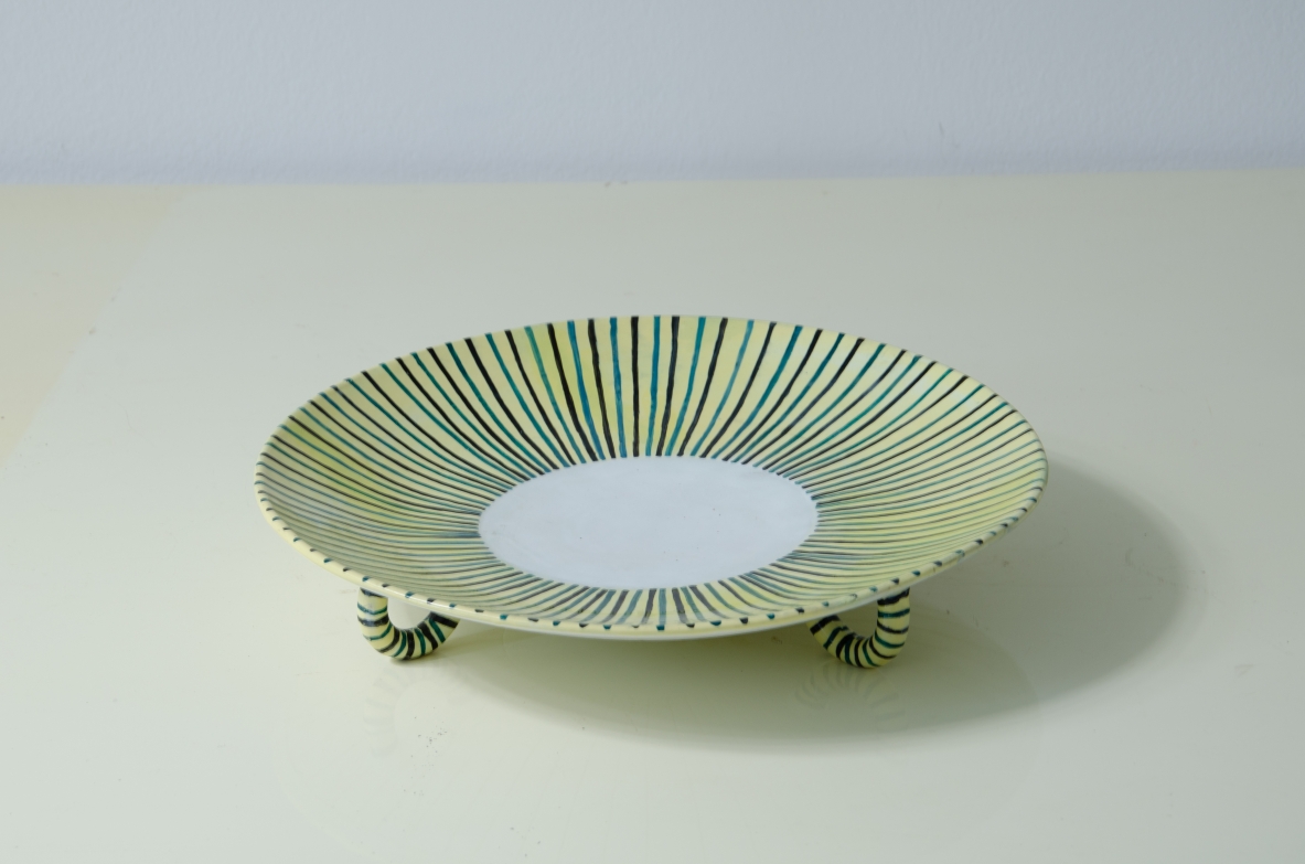 Rare centerpiece plate in painted ceramic.  San Polo Venice, 1950s.