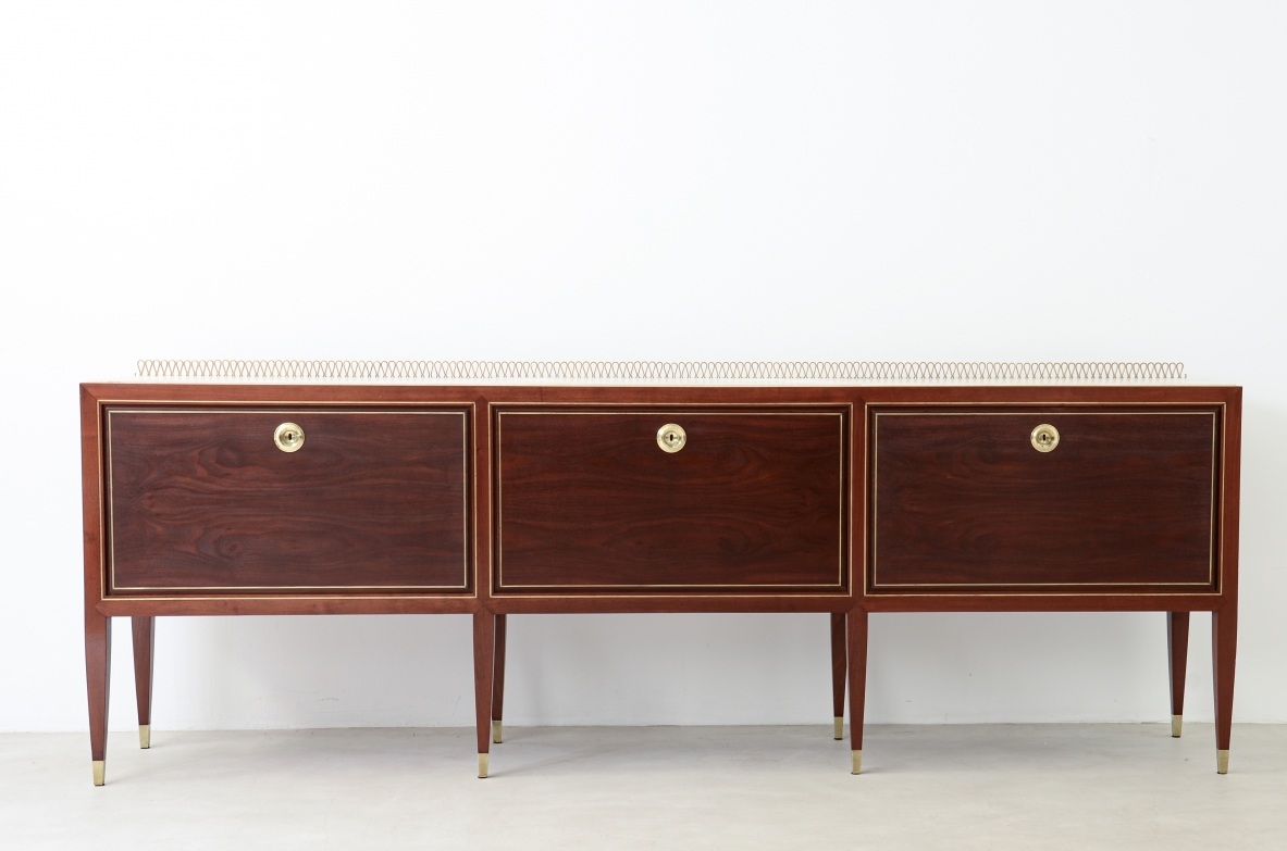 Paolo Buffa (1903-1970) storage unit with three flap doors Lietti manufacture, 1940ca.